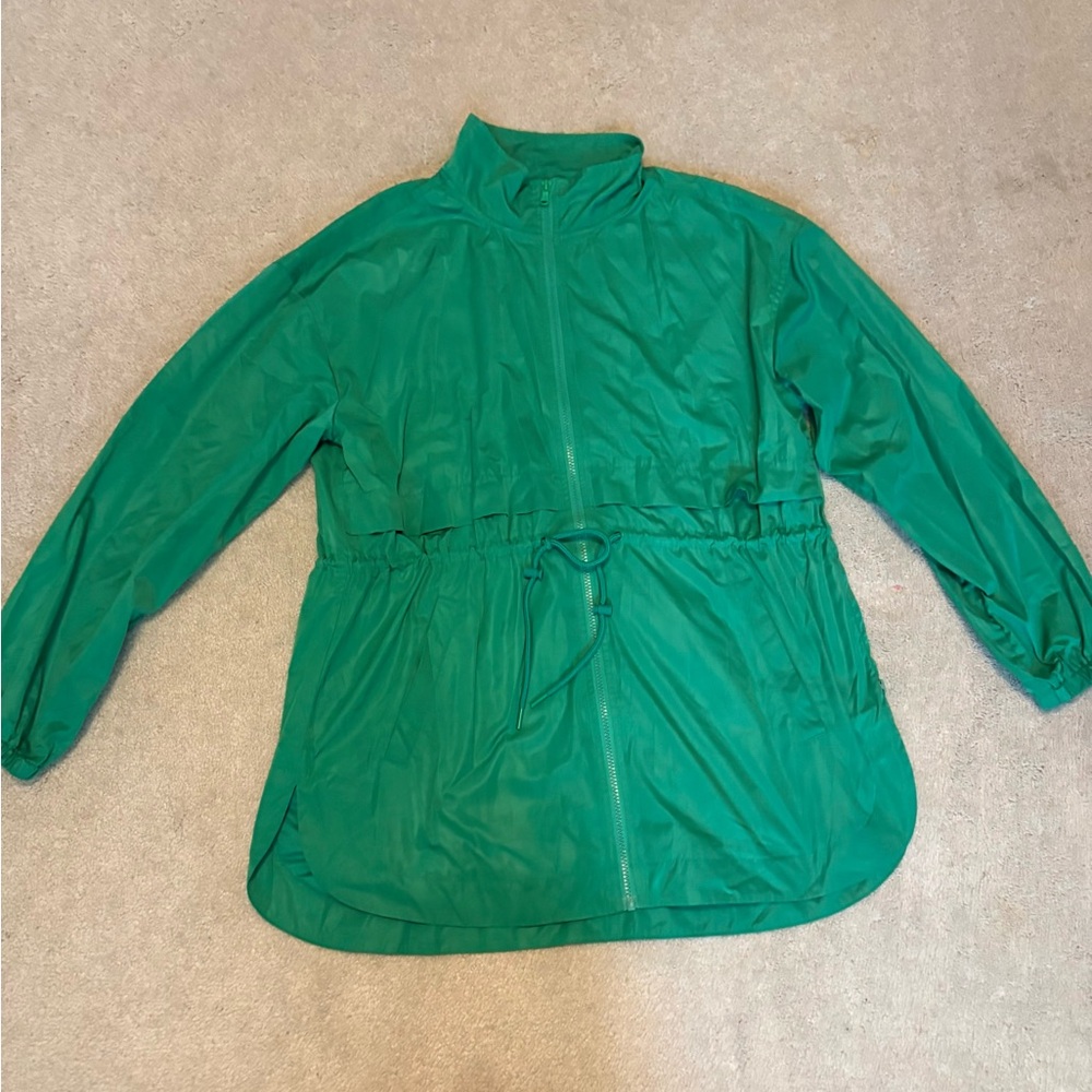 Kelly Green Lightweight Drawstring Zip Jacket